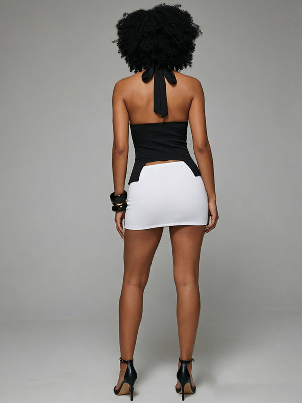 Lace-Up Halter Corset Top