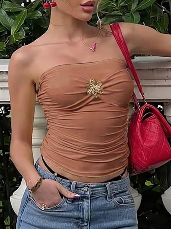 Solid Ruched Tube Top