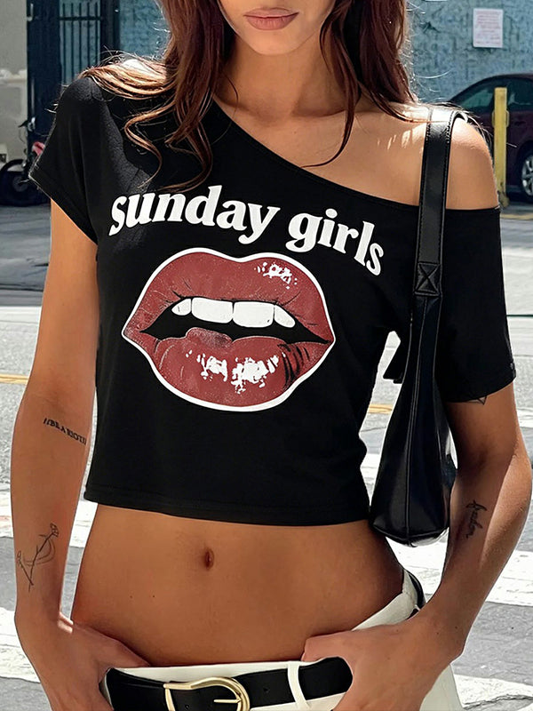 Printed Boat-Neck Tee