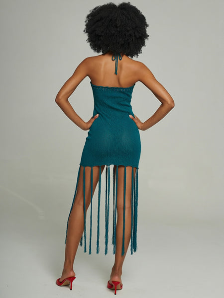 Fringe Halter Dress