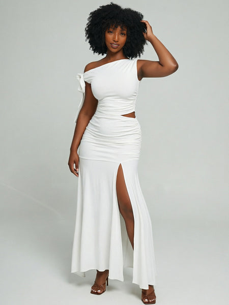 Boat-Neck Tied Top & Skirt Set