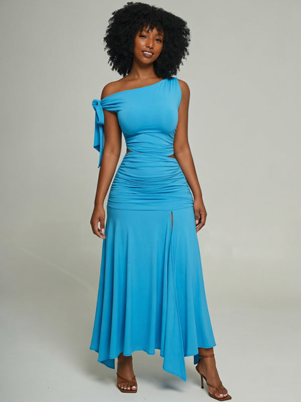 Boat-Neck Tied Top & Skirt Set