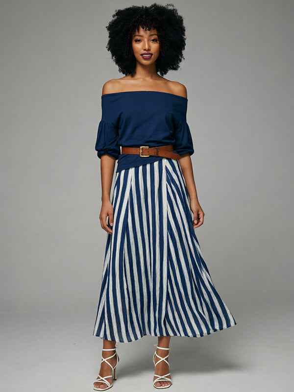 Off-Shoulder Top & Slit Skirt Set