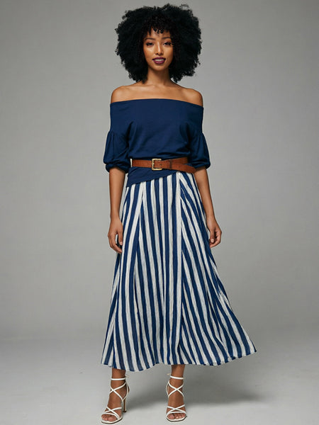 Off-Shoulder Top & Slit Skirt Set
