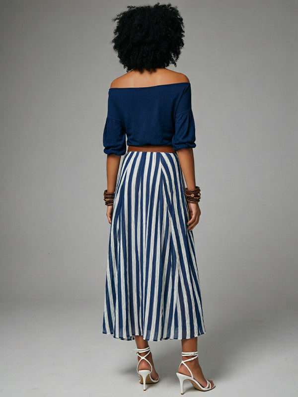 Off-Shoulder Top & Slit Skirt Set