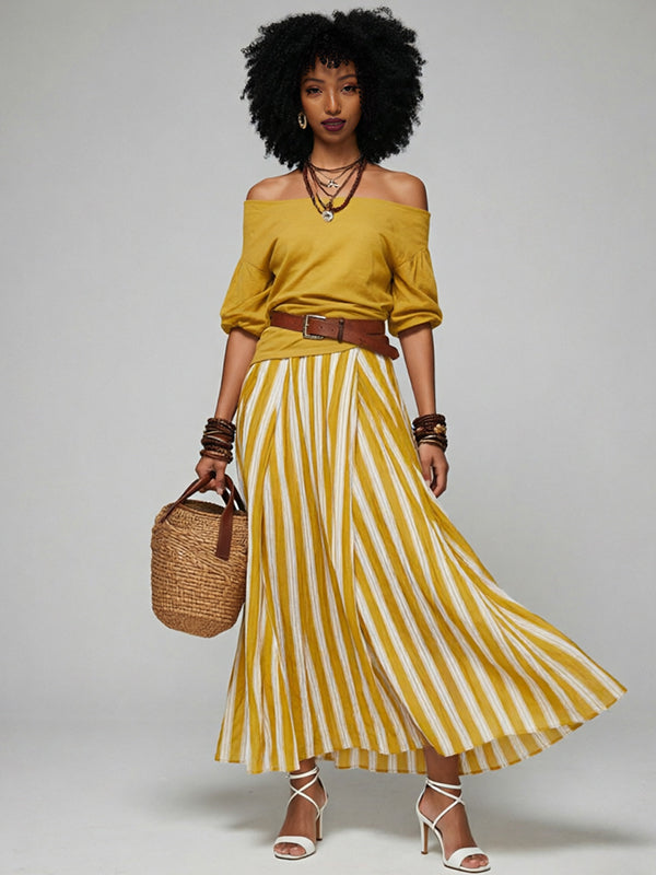 Off-Shoulder Top & Slit Skirt Set