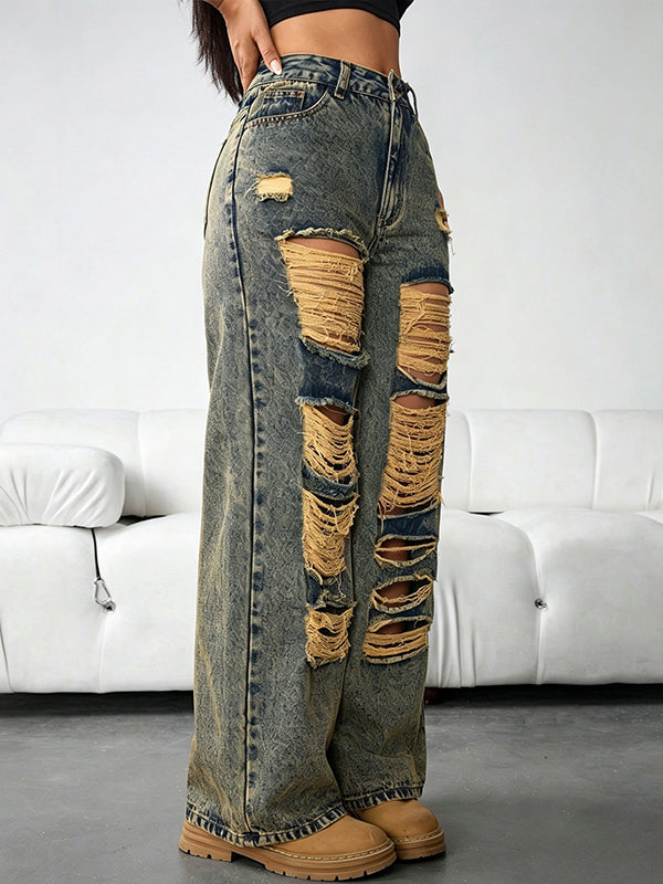 Ripped Straight Jeans