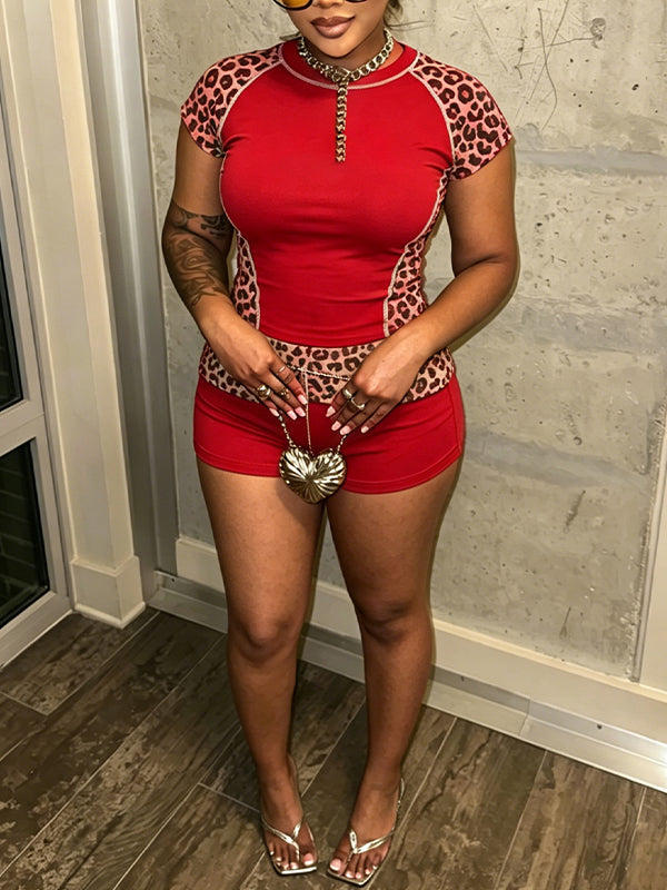Leopard Combo Tee & Shorts Set