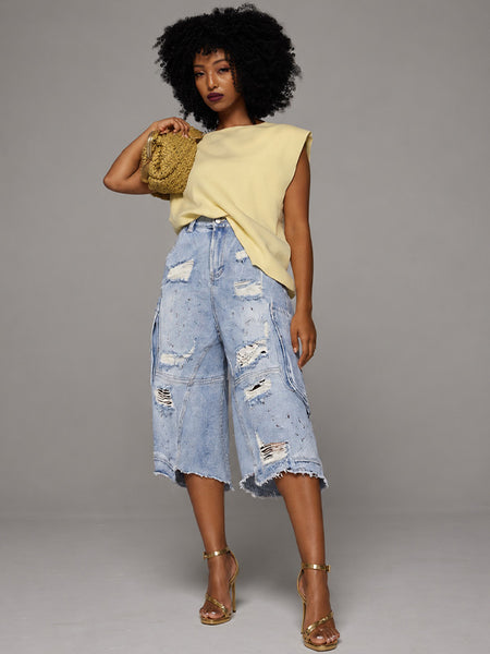 Ripped Cargo Bermuda Shorts