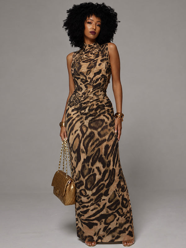 Leopard Sleeveless Maxi Dress