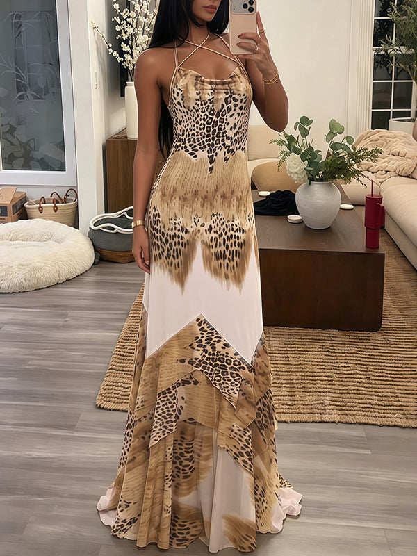 Leopard Halter Maxi Dress