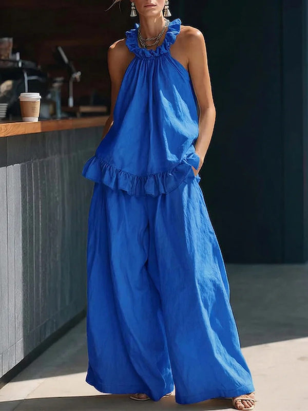 Ruffle Halter Top & Pants Set