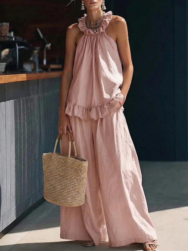 Ruffle Halter Top & Pants Set