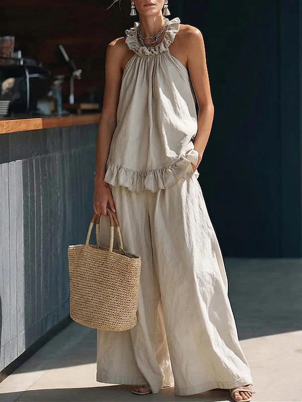 Ruffle Halter Top & Pants Set