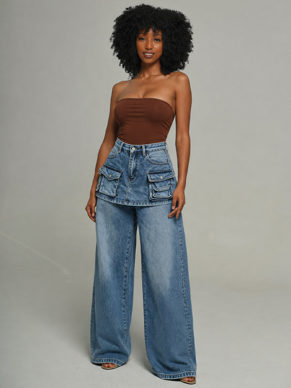 Wash Peplum Jeans