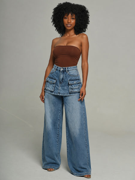 Wash Peplum Jeans