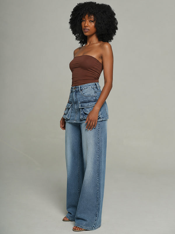 Wash Peplum Jeans