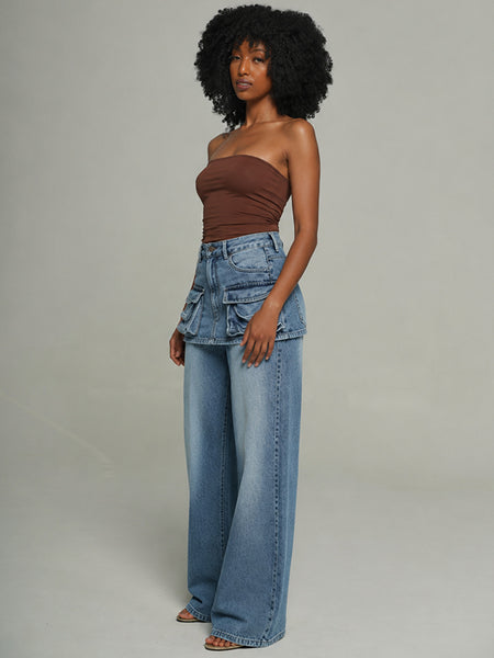 Wash Peplum Jeans