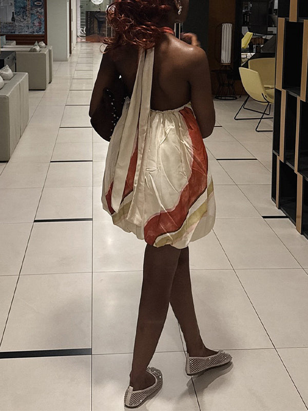 Printed Halter Parachute Dress