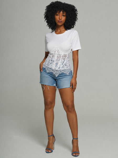 Lace-Combo Lace-Up Tee