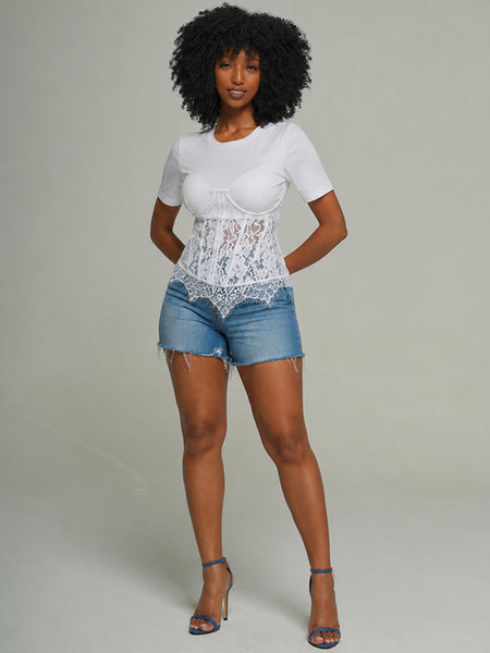 Lace-Combo Lace-Up Tee