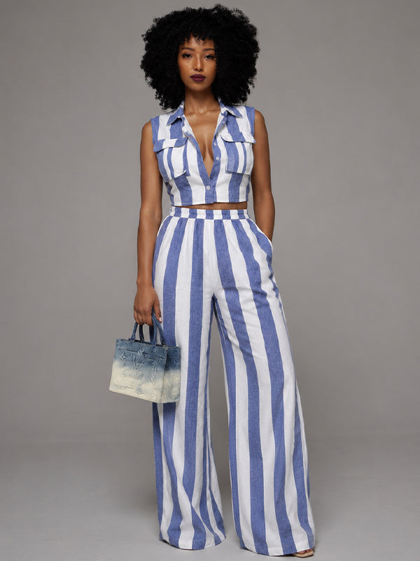 Stripe Cargo Vest & Pants Set