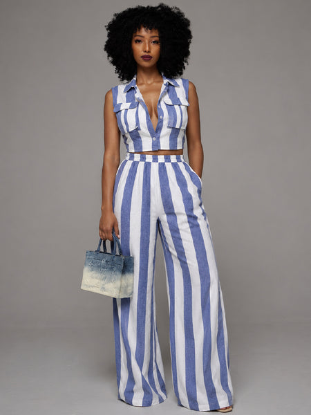 Stripe Cargo Vest & Pants Set