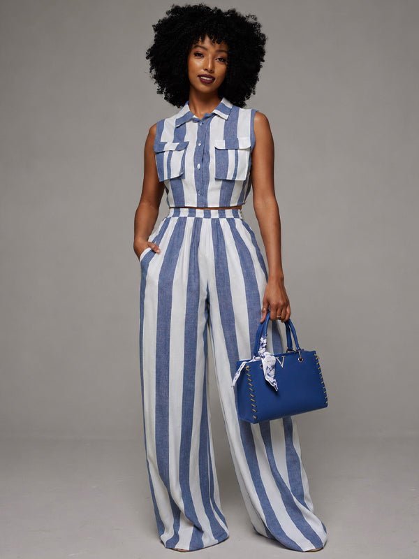 Stripe Cargo Vest & Pants Set