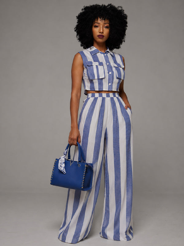 Stripe Cargo Vest & Pants Set