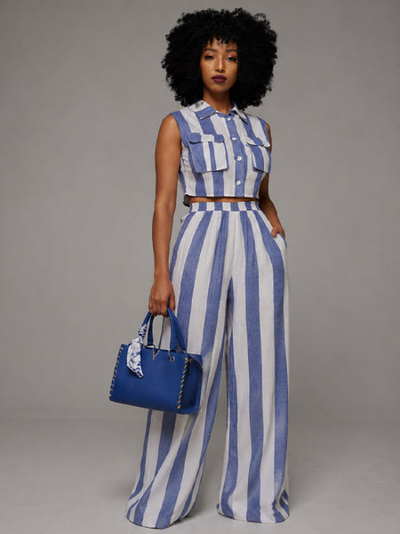 Stripe Cargo Vest & Pants Set