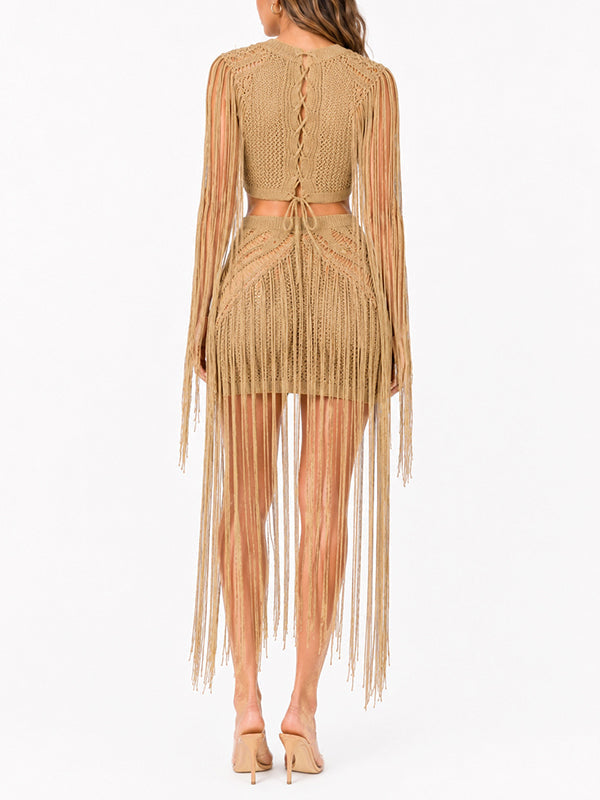 Crochet Fringe Cutout Dress