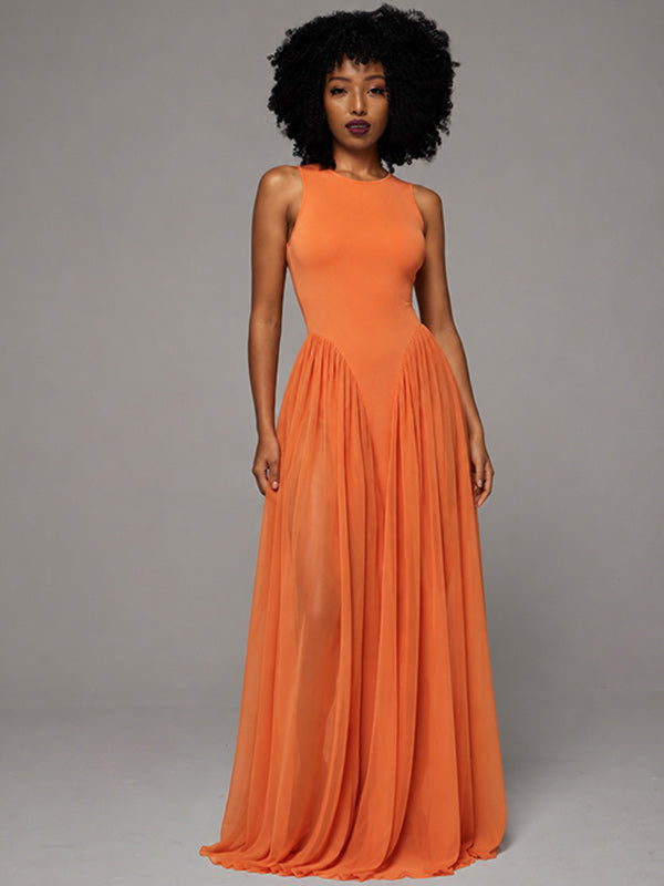Chiffon Combo Sleeveless Dress