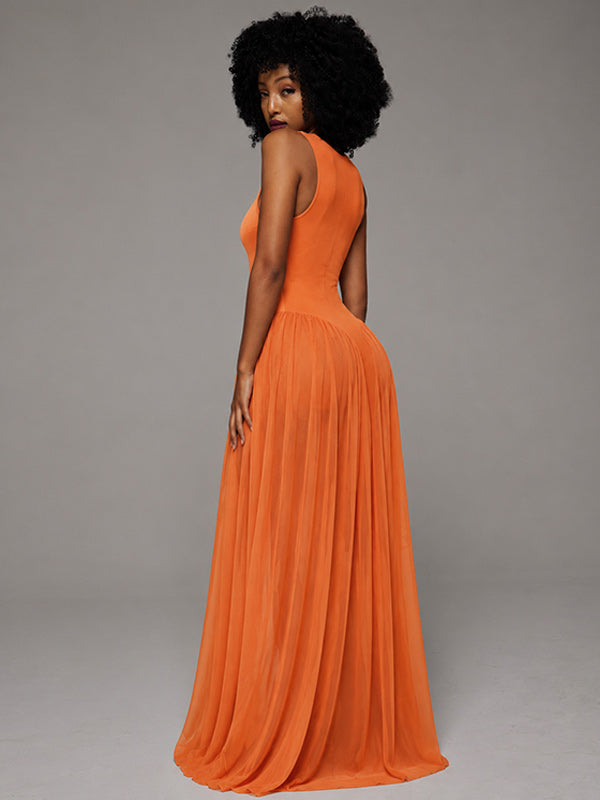 Chiffon Combo Sleeveless Dress