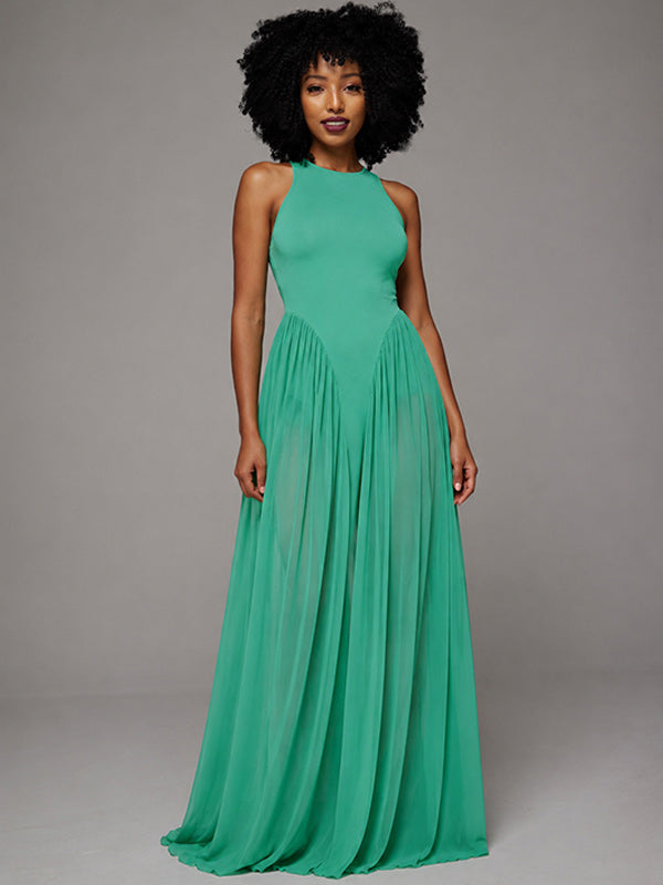 Chiffon Combo Sleeveless Dress