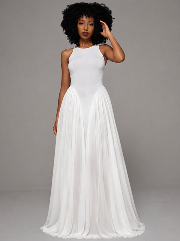 Chiffon Combo Sleeveless Dress