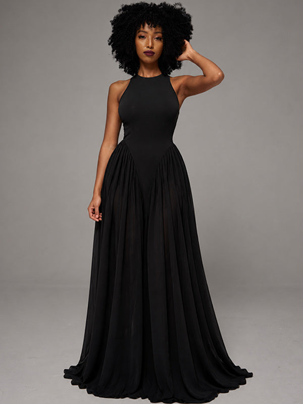 Chiffon Combo Sleeveless Dress