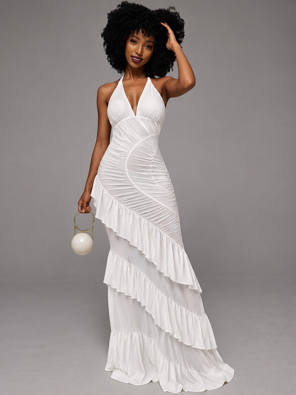 Ruched Halter Maxi Dress