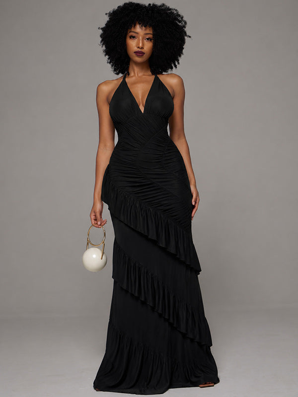 Ruched Halter Maxi Dress