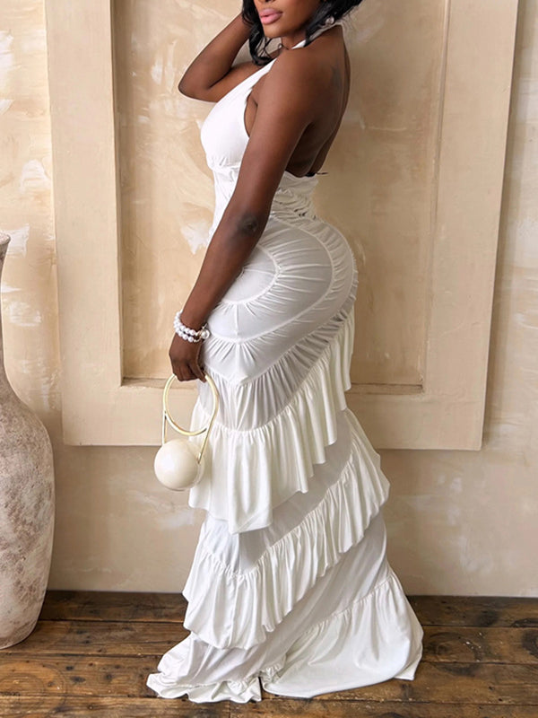 Ruched Halter Maxi Dress