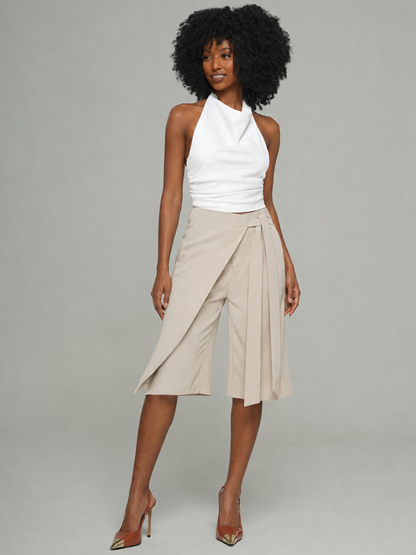 Solid Tied Bermuda Shorts