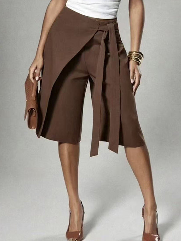 Solid Tied Bermuda Shorts