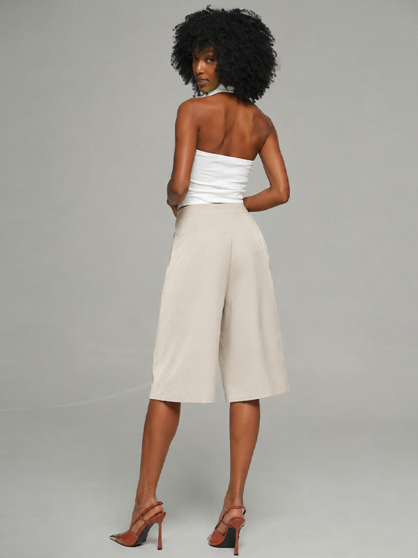 Solid Tied Bermuda Shorts
