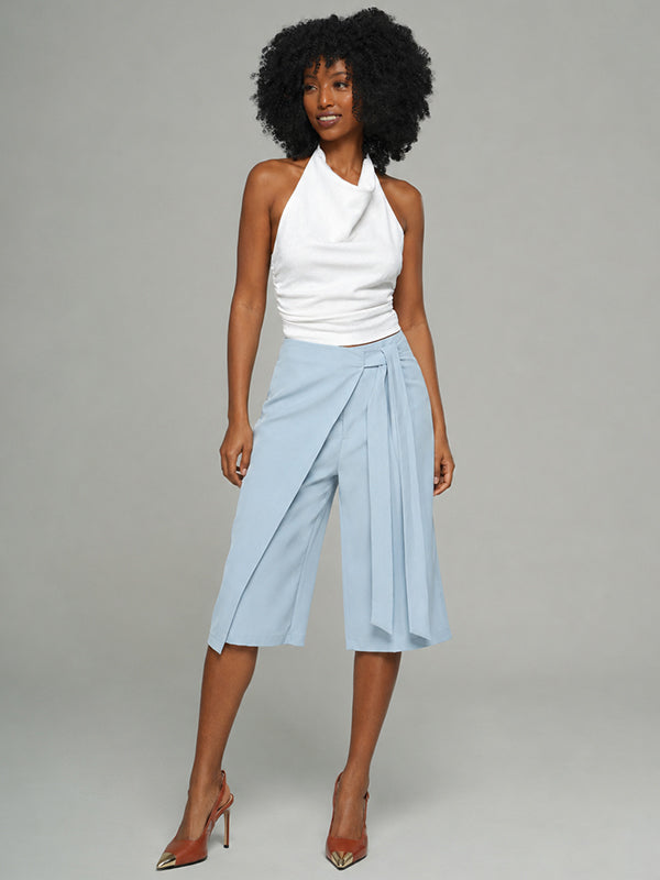 Solid Tied Bermuda Shorts