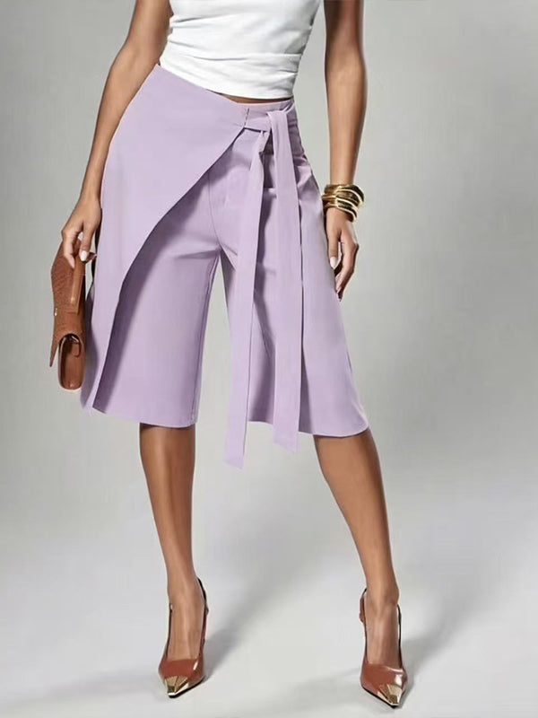 Solid Tied Bermuda Shorts