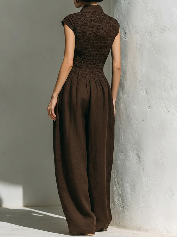 Cinched-Waist Sleeveless Jumpsuit
