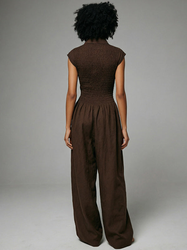Cinched-Waist Sleeveless Jumpsuit
