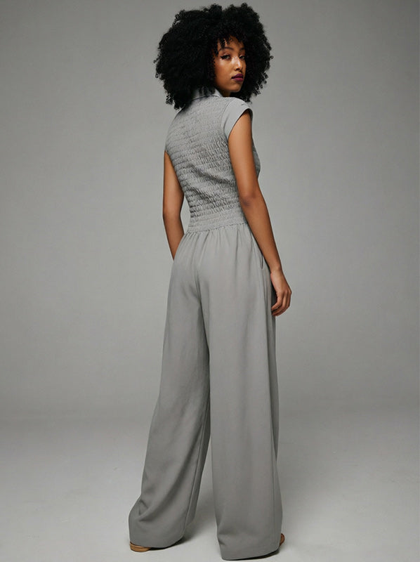 Cinched-Waist Sleeveless Jumpsuit