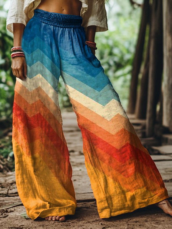 Printed Wide-Leg Pants