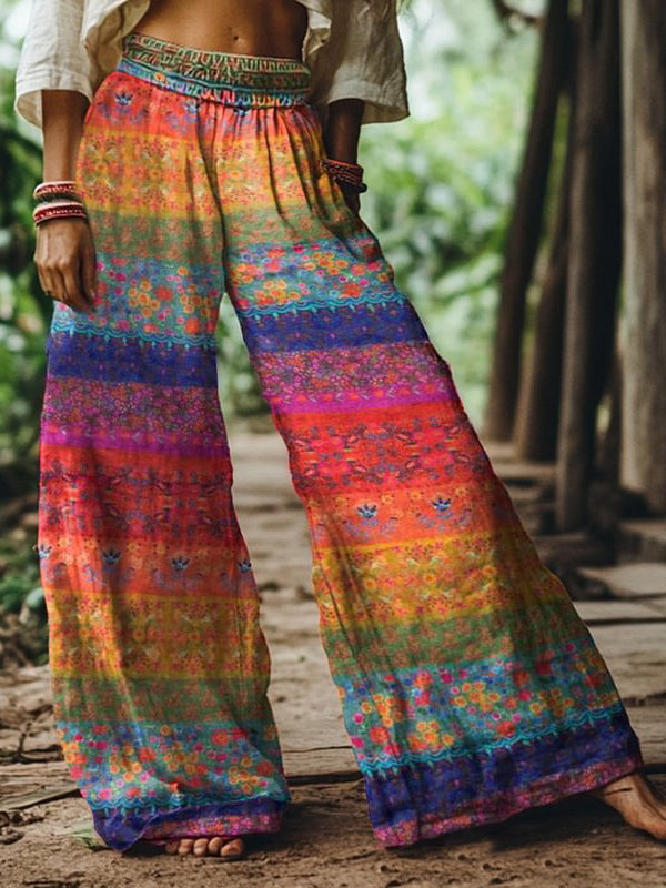 Printed Wide-Leg Pants