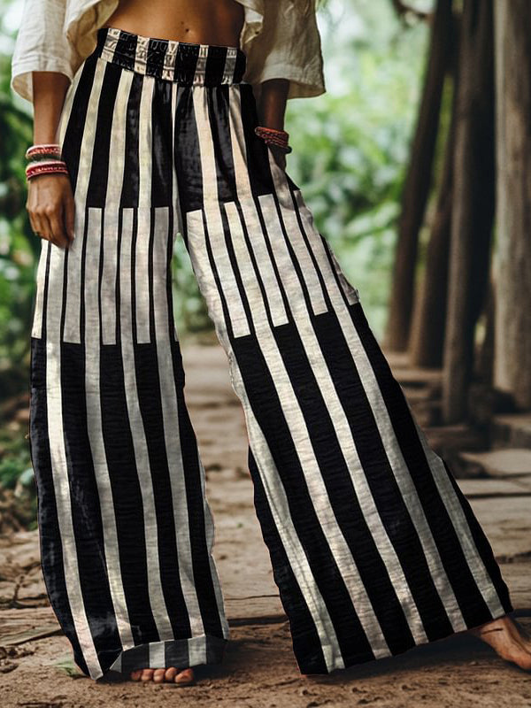 Printed Wide-Leg Pants